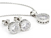 White Cubic Zirconia Rhodium Over Sterling Silver Earrings And Pendant With Chain 3.72ctw