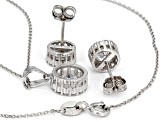 White Cubic Zirconia Rhodium Over Sterling Silver Earrings And Pendant With Chain 3.72ctw