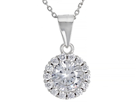 White Cubic Zirconia Rhodium Over Sterling Silver Earrings And Pendant With Chain 3.72ctw
