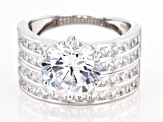White Cubic Zirconia Rhodium Over Sterling Silver Ring With Band 9.25ctw