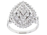 White Cubic Zirconia Rhodium Over Sterling Silver Ring 2.88ctw