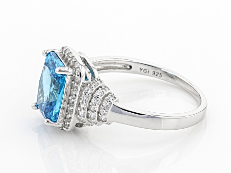 Blue And White Cubic Zirconia Rhodium Over Sterling Silver