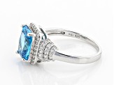 Blue And White Cubic Zirconia Rhodium Over Sterling Silver Ring 5.07ctw