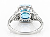 Blue And White Cubic Zirconia Rhodium Over Sterling Silver Ring 5.07ctw