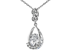 White Cubic Zirconia Rhodium Over Sterling Silver Pendant With Chain 4.30ctw