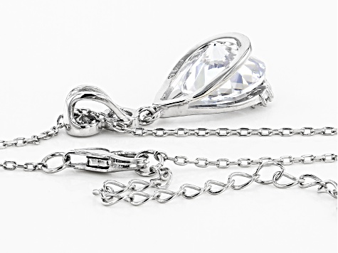 White Cubic Zirconia Rhodium Over Sterling Silver Pendant With Chain 4.30ctw