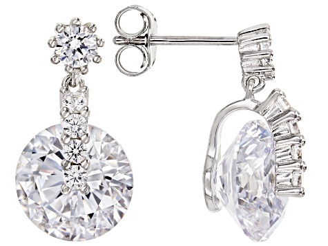 White Cubic Zirconia Rhodium Over Sterling Silver Earrings 8.26ctw