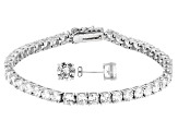 White Cubic Zirconia Rhodium Over Sterling Silver Bracelet And Earring Set 22.92ctw