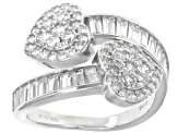 White Cubic Zirconia Rhodium Over Sterling Silver Ring 4.44ctw