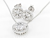 White Cubic Zirconia Rhodium Over Sterling Silver Earrings And Pendant With Chain 5.37ctw