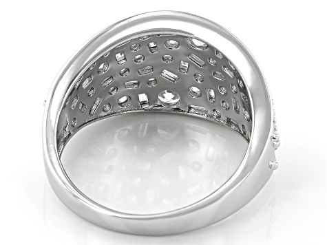White Cubic Zirconia Rhodium Over Sterling Silver Ring 4.82ctw 