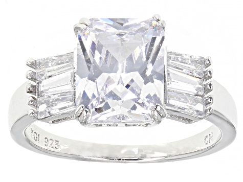 White Cubic Zirconia Rhodium Over Sterling Silver Ring 6.00ctw