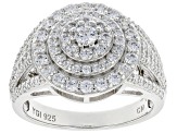 White Cubic Zirconia Rhodium Over Sterling Silver Ring 2.52ctw