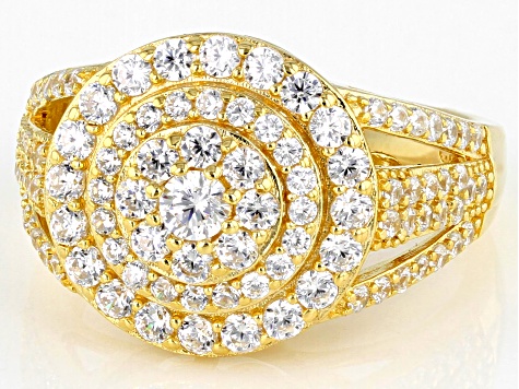 White Cubic Zirconia 18k Yellow Gold Over Sterling Silver Ring 2.52ctw