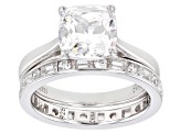 White Cubic Zirconia Rhodium Over Sterling Silver Ring With Band 7.12ctw