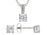 White Cubic Zirconia Rhodium Over Sterling Silver Earrings And Pendant With Chain Set 1.25ctw