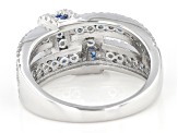 Blue Lab Created Spinel And White Cubic Zirconia Rhodium Over Sterling Silver Ring 1.98ctw