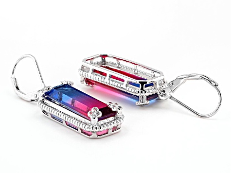 Party Color Tourmaline And White Cubic Zirconia Rhodium Over Sterling Silver Earrings 0.13ctw