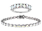 Aurora Borealis Cubic Zirconia Rhodium Over Sterling Silver Ring And Bracelet Set 21.15ctw