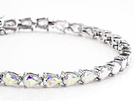 Aurora Borealis Cubic Zirconia Rhodium Over Sterling Silver Ring And Bracelet Set 21.15ctw