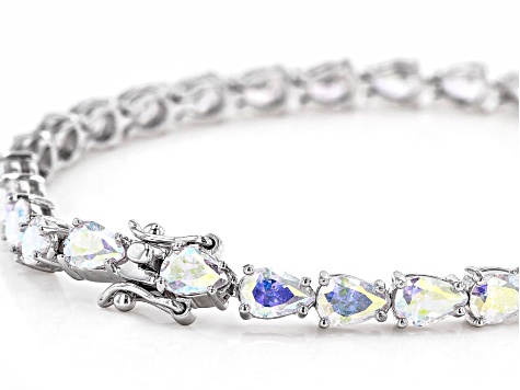 Aurora Borealis Cubic Zirconia Rhodium Over Sterling Silver Ring And Bracelet Set 21.15ctw