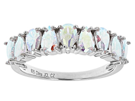 Aurora Borealis Cubic Zirconia Rhodium Over Sterling Silver Ring And Bracelet Set 21.15ctw