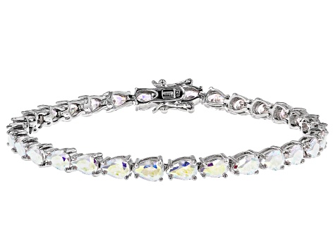 Aurora Borealis Cubic Zirconia Rhodium Over Sterling Silver Ring And Bracelet Set 21.15ctw