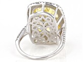 Canary And White Cubic Zirconia Rhodium Over Sterling Silver Ring 17.01ctw