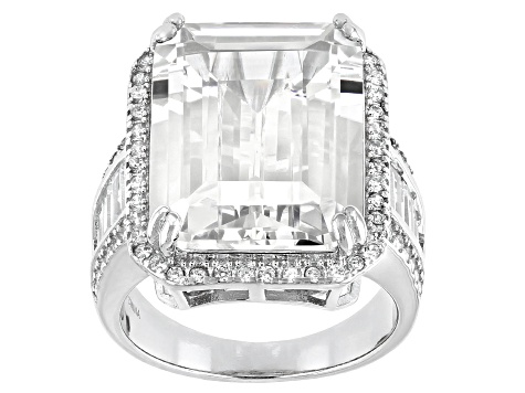 White Cubic Zirconia Rhodium Over Sterling Silver Ring 20.26ctw