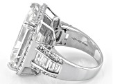White Cubic Zirconia Rhodium Over Sterling Silver Ring 20.26ctw