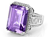 Lavender And White Cubic Zirconia Rhodium Over Sterling Silver Ring 20.26ctw