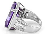 Lavender And White Cubic Zirconia Rhodium Over Sterling Silver Ring 20.26ctw