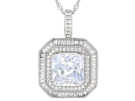 White Cubic Zirconia Rhodium Over Sterling Silver Pendant With Chain 6.85ctw