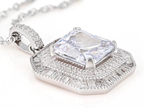 White Cubic Zirconia Rhodium Over Sterling Silver Pendant With Chain 6.85ctw