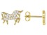 White Cubic Zirconia 18k Yellow Gold Over Sterling Silver Unicorn Stud Earrings 0.42ctw