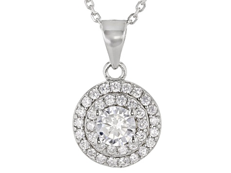 White Cubic Zirconia Rhodium Over Sterling Silver Earrings And Pendant With Chain 3.60ctw