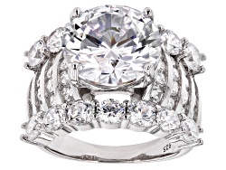 White Cubic Zirconia Rhodium Over Sterling Silver Ring 3.78ctw
