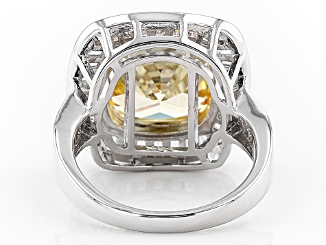 Canary And White Cubic Zirconia Rhodium Over Sterling Silver Ring 11.50ctw