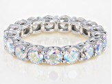 Aurora Borealis Cubic Zirconia Rhodium Over Sterling Silver Ring 7.30ctw