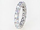 Aurora Borealis Cubic Zirconia Rhodium Over Sterling Silver Ring 7.30ctw