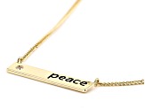 White Cubic Zirconia 18k Yellow Gold Over Sterling Silver "Peace" Necklace 0.04ctw