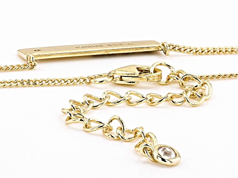 White Cubic Zirconia 18k Yellow Gold Over Sterling Silver "Peace" Necklace 0.04ctw