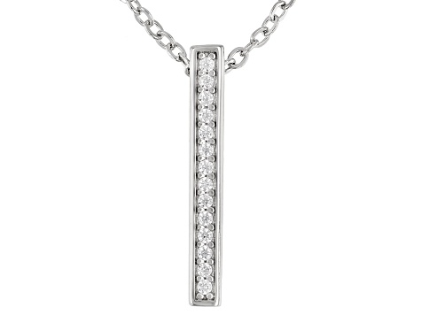 White Cubic Zirconia Rhodium Over Sterling Silver "Faith" Pendant With Chain 0.13ctw