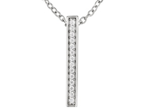 White Cubic Zirconia Rhodium Over Sterling Silver "Faith" Pendant With Chain 0.13ctw