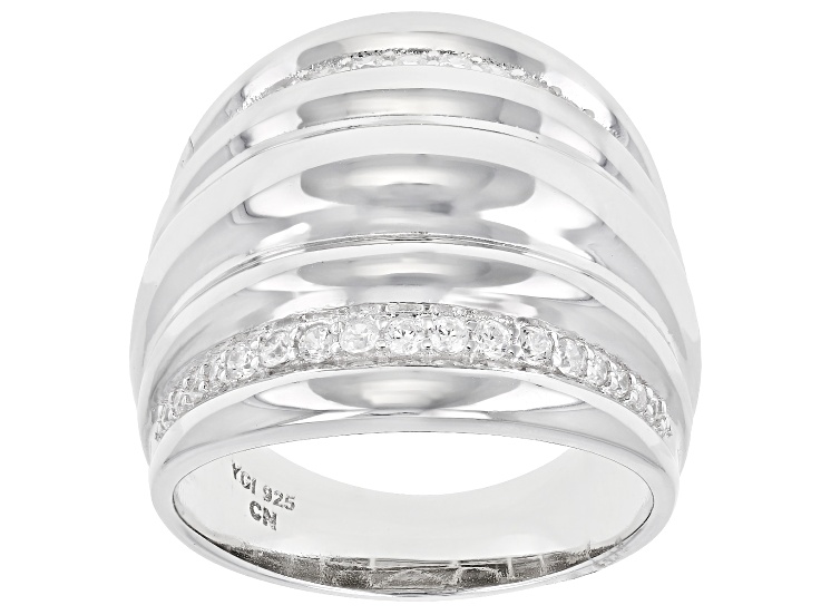 White Cubic Zirconia Rhodium Over Sterling Silver Ring 0.61