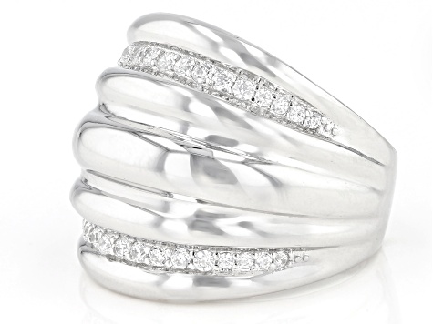 White Cubic Zirconia Rhodium Over Sterling Silver Ring 0.61
