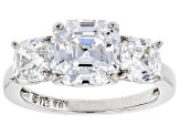 Asscher Cut White Cubic Zirconia Platinum Over Sterling Silver Ring 3.45ctw
