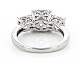 Asscher Cut White Cubic Zirconia Platinum Over Sterling Silver Ring 3.45ctw