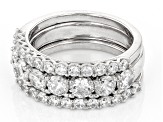 White Cubic Zirconia Platinum Over Sterling Silver Ring Set. (2.38ctw DEW)