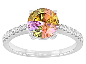 Multicolor Cubic Zirconia Rhodium Over Sterling Silver Ring 2.65ctw